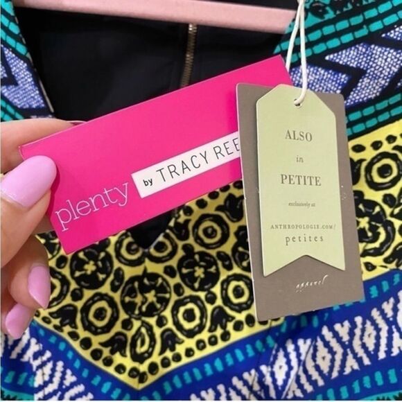 NWT Anthropologie Tracy Reese Short Sleeve V-Neck Multi Color Dress Size 2 - Picture 4 of 7